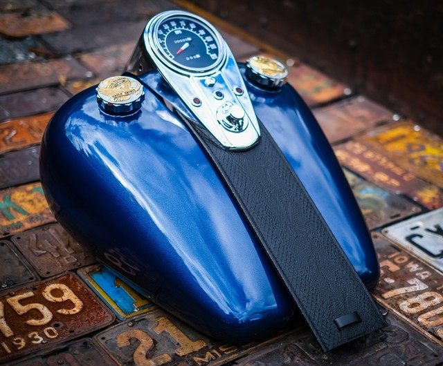 Black Python Leather Gas Tank Panel Bib Harley Davidson Split Tank 3