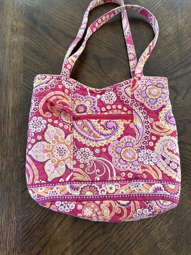 Vera Bradley Pink Paisley Shoulder Bag Purse Retired Raspberry Fizz Pink Tote - Picture 2 of 7