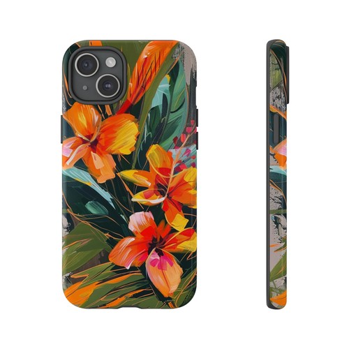 Phone-Ink iPhone, Pixel, Samsung Galaxy Case - Orange Hibiscus Flower Painting - 第 14/191 張圖片