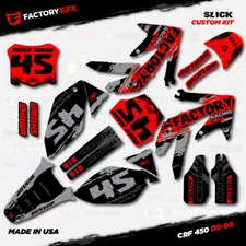 Gray & Red Slick Racing Graphics Kit fits Honda CRF450R 05-08 Crf 450 Crf450
