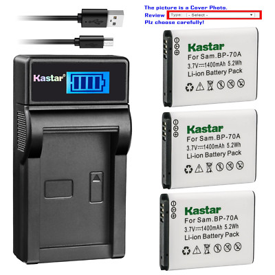 Kastar Battery LCD USB Charger for Samsung BP-70A & Samsung ST95 ST96 Camera