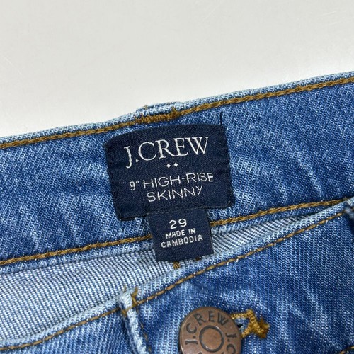 EUC J.Crew 9" High-Rise Skinny Distressed Raw Hem Jeans Medium Wash Women's 29" - Picture 4 of 9