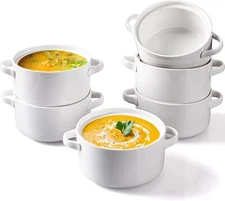 6 Pack Soup Bowls with Handles, 24 Oz Large Serving Soup Bowl Set, Ceramic Soup 