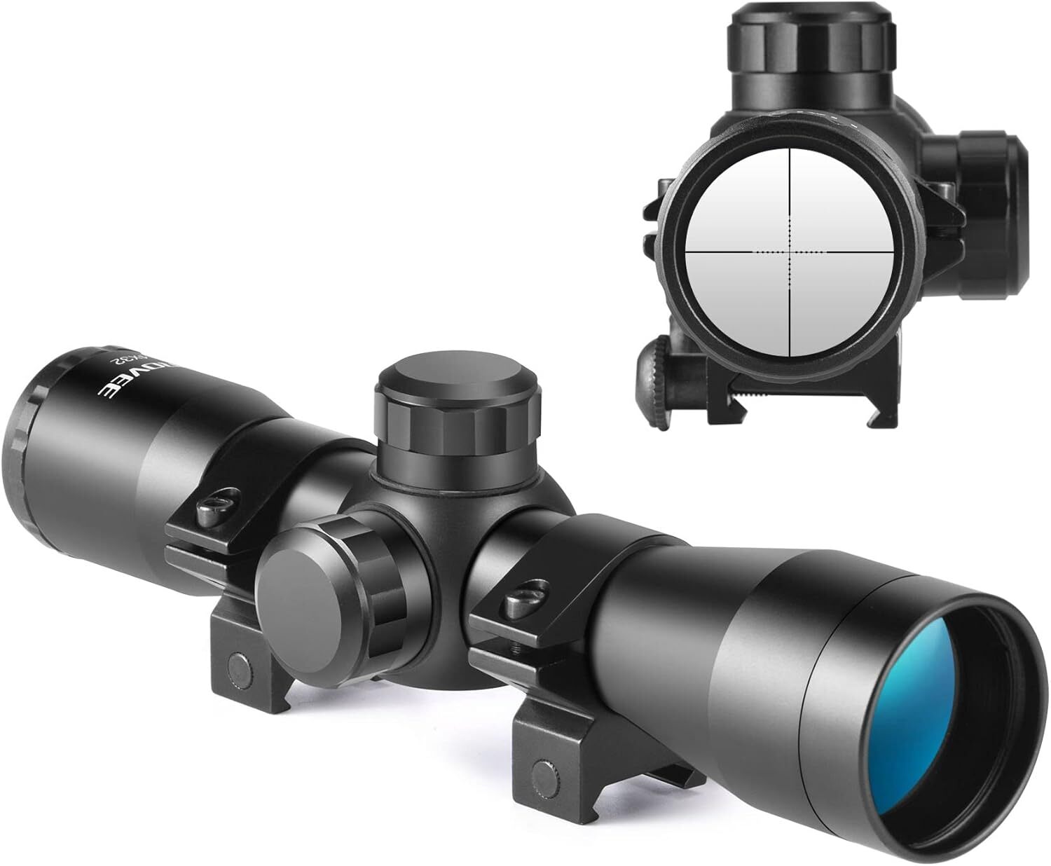 4x32 Compact Rifle Scope,Airsoft Scope Crosshair 11.2 X 2.6 X 2.6, Black