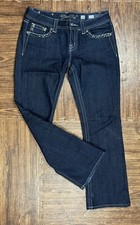 Buckle Miss Me Easy Boot Bling Rhinestone Dark Wash Jeans Women  s Sz 28