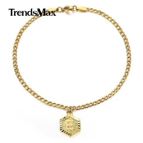 10" Buchstaben Fußkettchen Armband Edelstahl Panzerkette Fußkette für Unisex - Bild 9 von 30