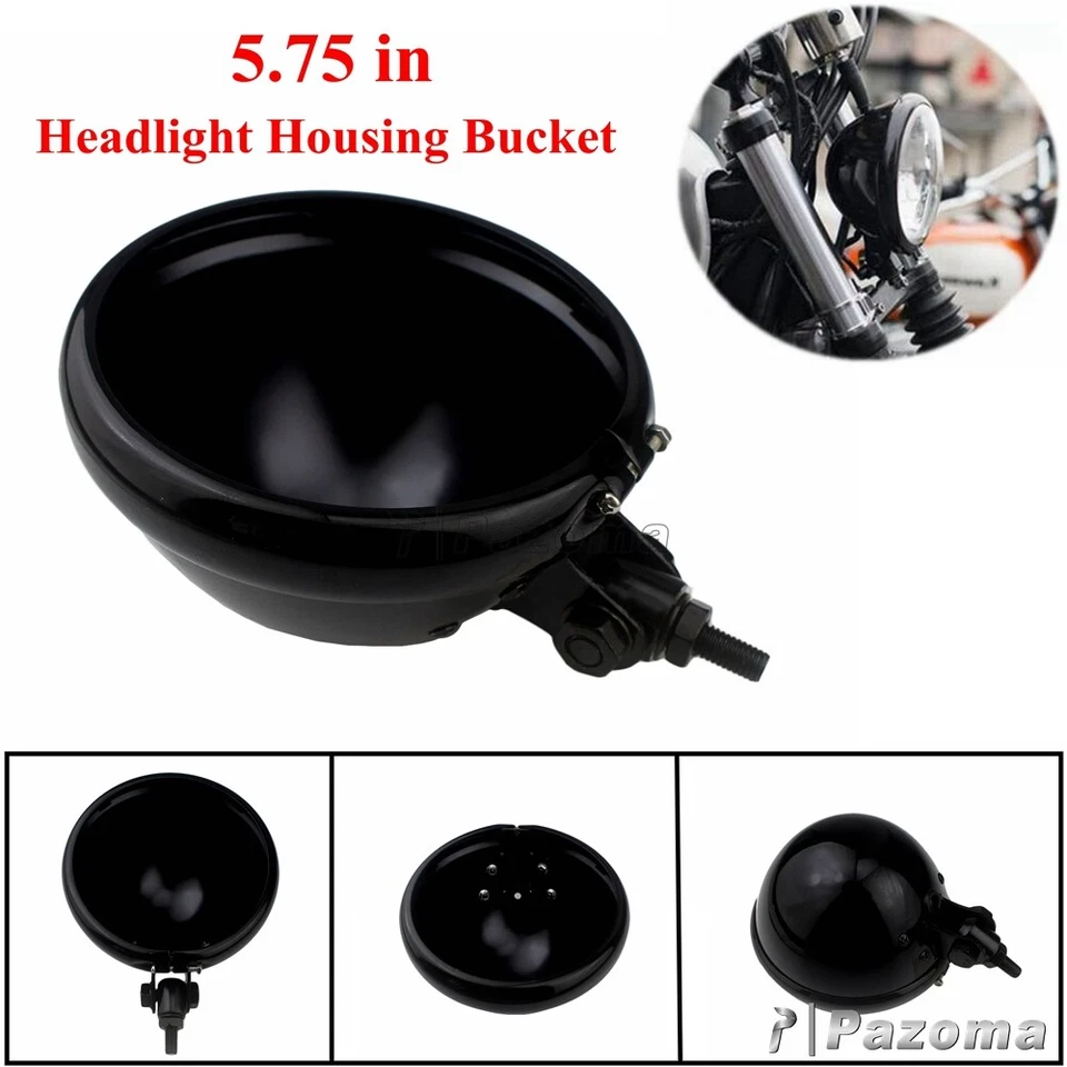 Carcasa de faro de motocicleta de 5,75"" pulgadas para Harley Fat Boy Softail bombilla cubo Foto 4 de 4