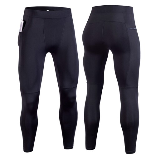 Mens Elastic Waist Compression Pants Sports Workout Running Tight Gym Leggings - Picture 8 of 13