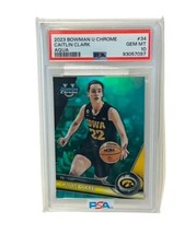 Caitlin Clark PSA 10 Rookie RC 2023 Bowman U Chrome Aqua Refractor LOW POP /299