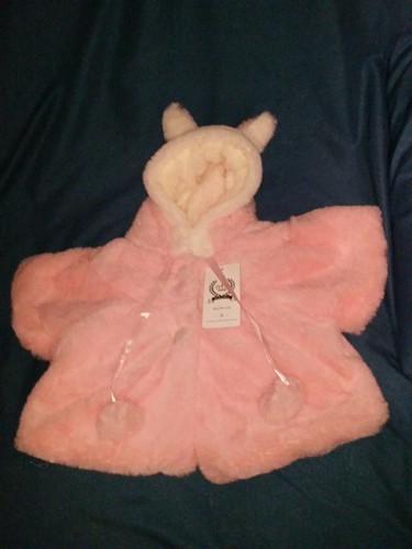 Infant Jacket Girl 8Month NWT Pink Faux Fur Bunny Ears Baby Shower USA Fuzzy