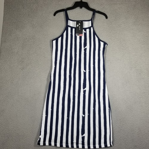 NIKE Women's Sportswear Americana Stripe Knit Cami Dress sz Large White Blue