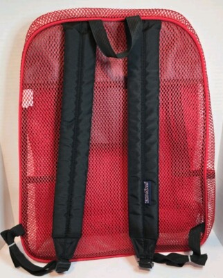 disney red jansport backpack New JanSport Red Mesh Pack - See-Through Backpack Stadium School Security  Disney