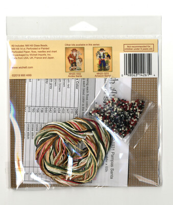 Mill Hill Pampas Santa Cross Stitch Ornament Kit - Beaded Christmas Craft 2019 Collection