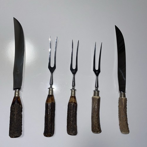 Zwilling J. A. Henckels Solingen Tranchierbesteck Jagdbesteck Hirschhorn Griffe - Bild 6 von 7