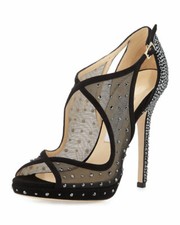Jimmy Choo Leondra Crystal-Embellished Evening Sandal Heels 36.5