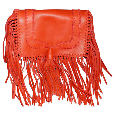 BAHIA Tasche Leder rot mit Fransen BA&SH Neu ohne Etikett