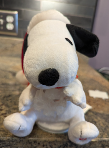 GEMMY MUSICAL PEANUTS SNOOPY WITH LIGHT UP SNOWFLAKE we wish you a merry christm - Picture 5 of 13