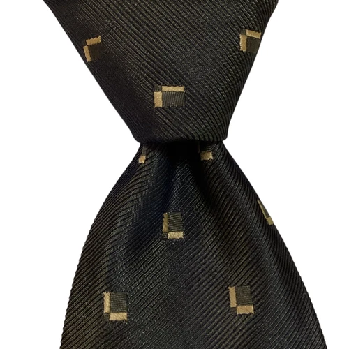 GIORGIO ARMANI Collezioni Silk Necktie ITALY Designer Geometric Green/Gold EUC