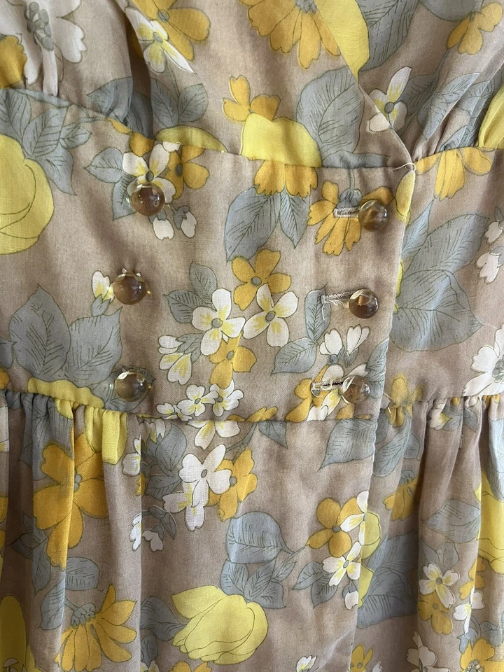 Vestido midi floral vintage años 60/70 botón delantero hecho en casa (medidas en fotos) Foto 4 de 4