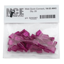 NCE 5240287PURPLE Male Quick Connect 18-22 Gauge Purple 20pk