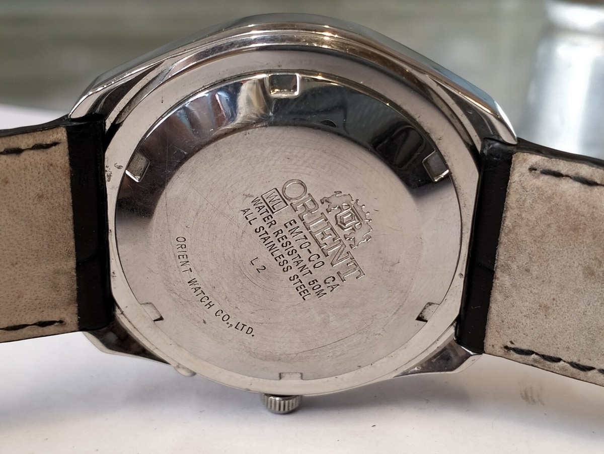 ORIENT 21 JEWELS AUTOMATIC BLACK DIAL EM70-C0 JAPAN MEN'S