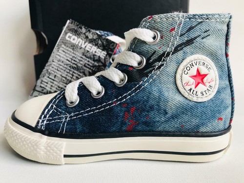 SCARPE CONVERSE ALL STAR SHOE ASH JEANS CANVAS INFANT NEONATO BABY NEWBORN  BIMBI | eBay