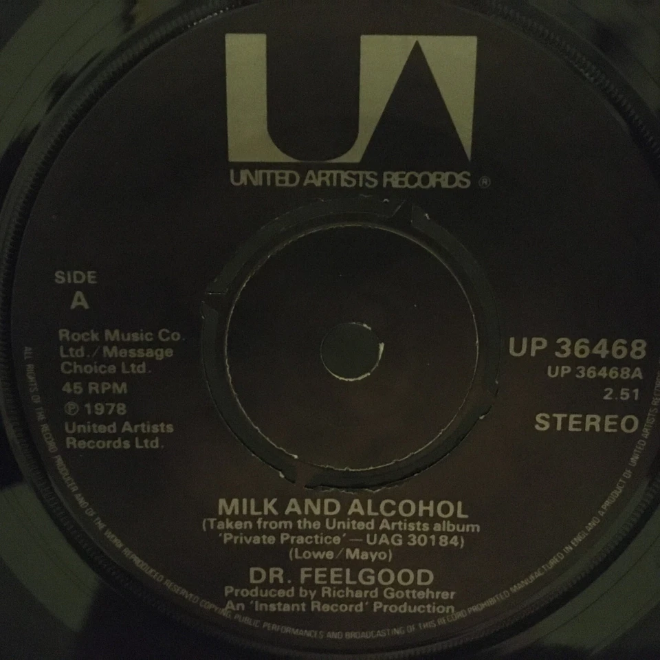 DR FEELGOOD - MILK AND ALCOHOL / EVERY KIND OF VICE - UK IMPORT 7” 45 RPM SINGLE - Image 3 of 4