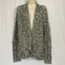 Coldwater Creek Cardigan Sweater Womens Medium Mohair Blend Gray Sequin Holiday