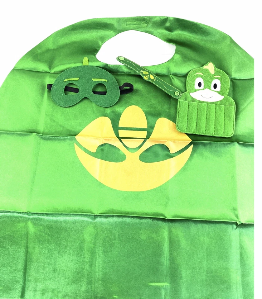 PJ Masks Fantasias de Halloween Gekko Capa Máscara Pulseira de Couro Conjunto Suporte de Lápis - Imagem 2 de 4