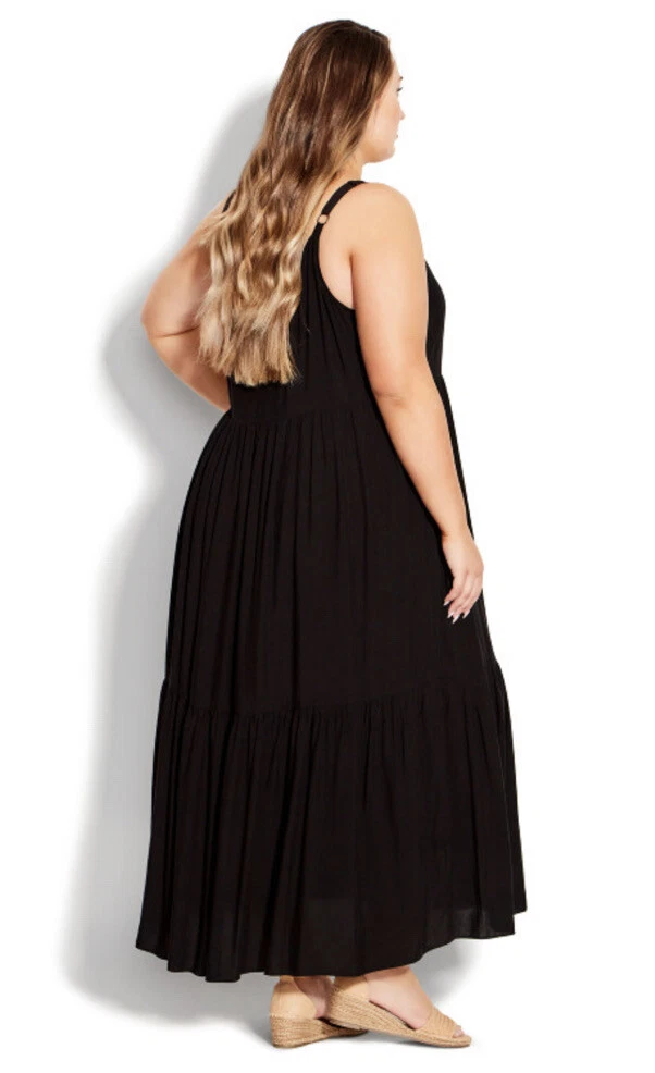 Black AVENUE At EVANS 3 Tier Maxi Dress BNWT Plus Size 30 32 Holiday SALE |  eBay