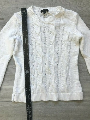 J Crew Womens XXS Sweater Pullover Cable Knit 100% Cotton White - Picture 5 of 7