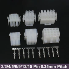 2/3/4/6/9/12/15 Pin Electrical Car Wire Connector Terminal 6.35mm Pitch