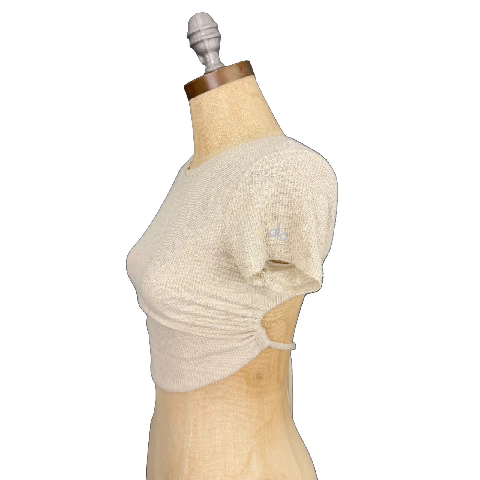 alo-yoga ribbed crop tie waist strappy shirt