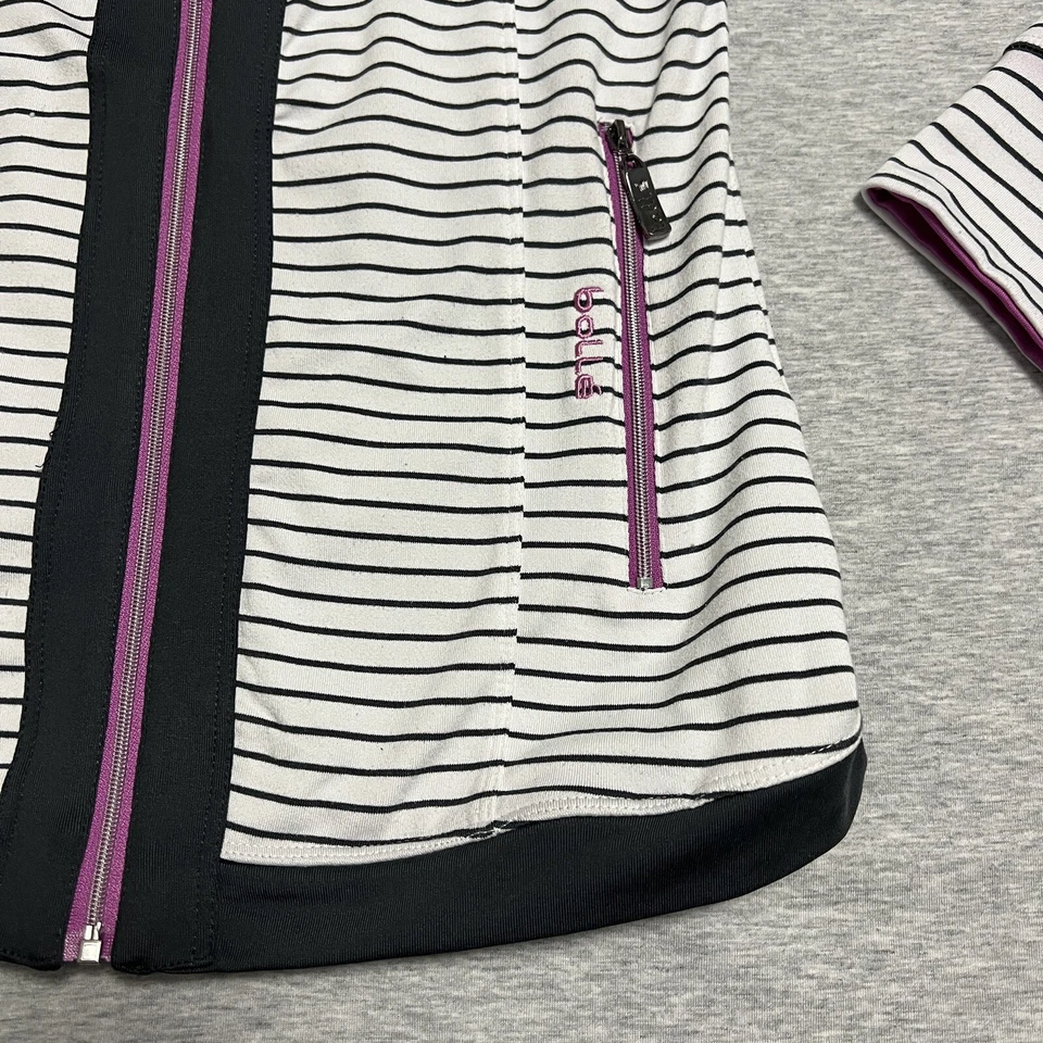 Bolle 女式夹克小号白色条纹蓝色热身网球泡克球运动 — 第 3/4 张图片
