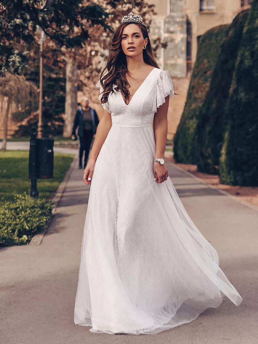 A-line Wedding Dress S-551-CHANEL Bridal Gown Lace Wedding 