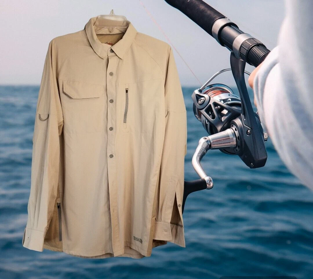 Chemise De Pêche Worldwide Sportsman - XL - Beige Marron, Manches Courtes, Poches