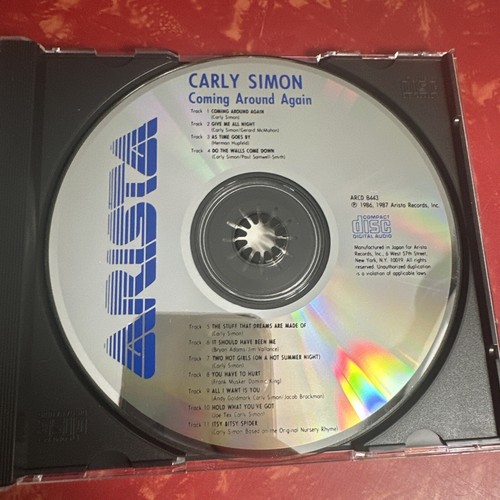 Coming Around Again by Carly Simon (CD, 1987, Arista) - Foto 6 di 7