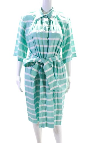 Milva-Mi Womens Short Sleeve Striped Knee Length Shirt Dress Blue White Sz IT 42