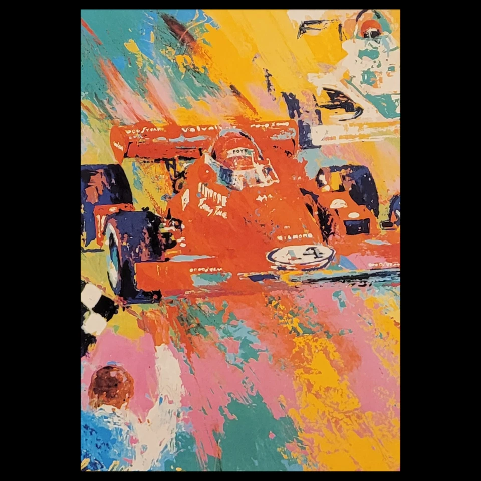 Leroy Neiman "A.J. Impresión deportiva de arte pop enmarcada Foyt" firmada en impresión años 80 Foto 3 de 3