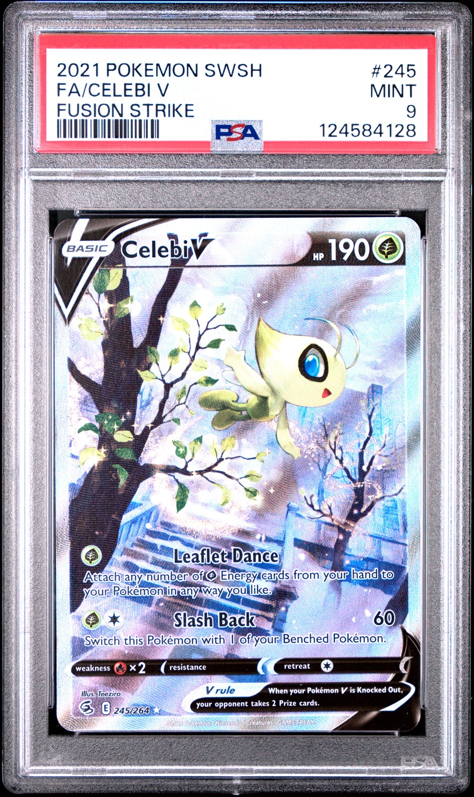 2021 POKEMON SWORD & SHIELD FUSION STRIKE #245 FULL ART/CELEBI V PSA 9
