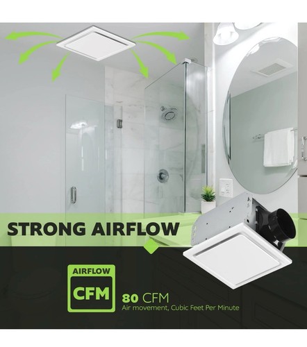 7140-80 Bathroom Fan Ceiling Mount Exhaust Ventilation 1.5 Sones 80 CFM White - Picture 5 of 9