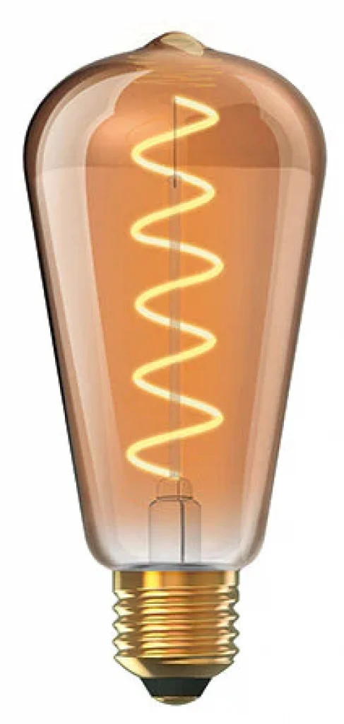 Light Bulb Orange 5w LED Spiral ST64 Dimmable 1800K E27