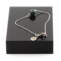 Edelsteine Und Mineralien. Armband Aus Edelstahl Mit 1 Moosachat Perle 8 Mm.