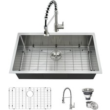 33 Inch Stainless Steel Kitchen Sink with Faucet Combo-33x19 Undermount Kitch...