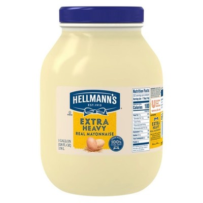 NEW Hellmann's Extra Heavy Mayonnaise 1 Gallon 128 oz Gluten Free Sandwich Mayo