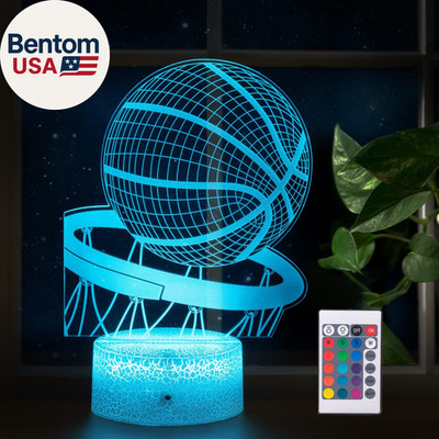 Basketball Night Light,3D Illusion Led Lamp, 16 Colors Dimmable with Remote Cont