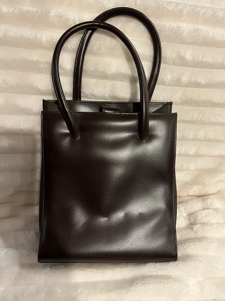 Bolso de mano vintage de cuero marrón A. J. Valenci Foto 2 de 4