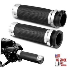 1inch Hand Grips, Cable Throttle Control Handlebar Grips Fit for Harley Chrome