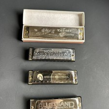 Vintage Harmonica Lot Hohner Bluesband Old Standby Victory 4pcs R116