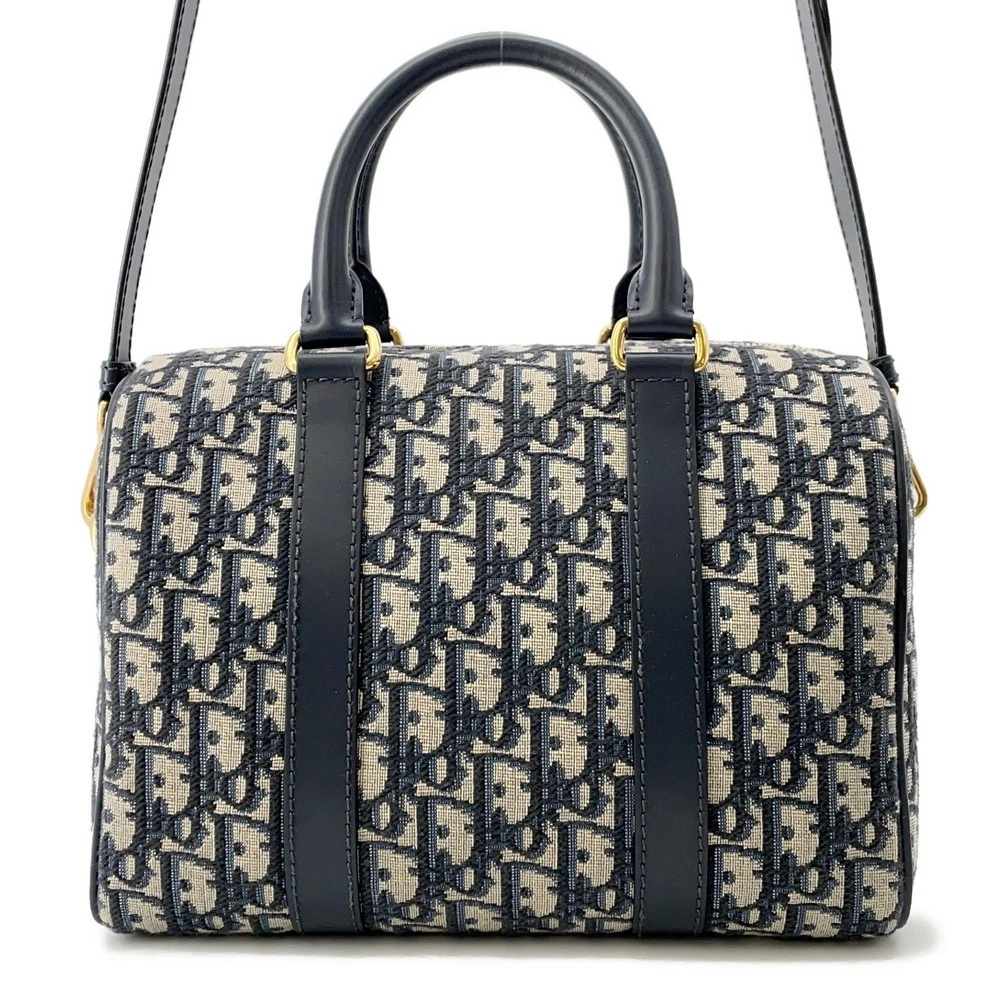 Dior — Dior Groove25 Oblique Jacquard Bag Size Medium Canvas/Leather Navy/Beige M13...